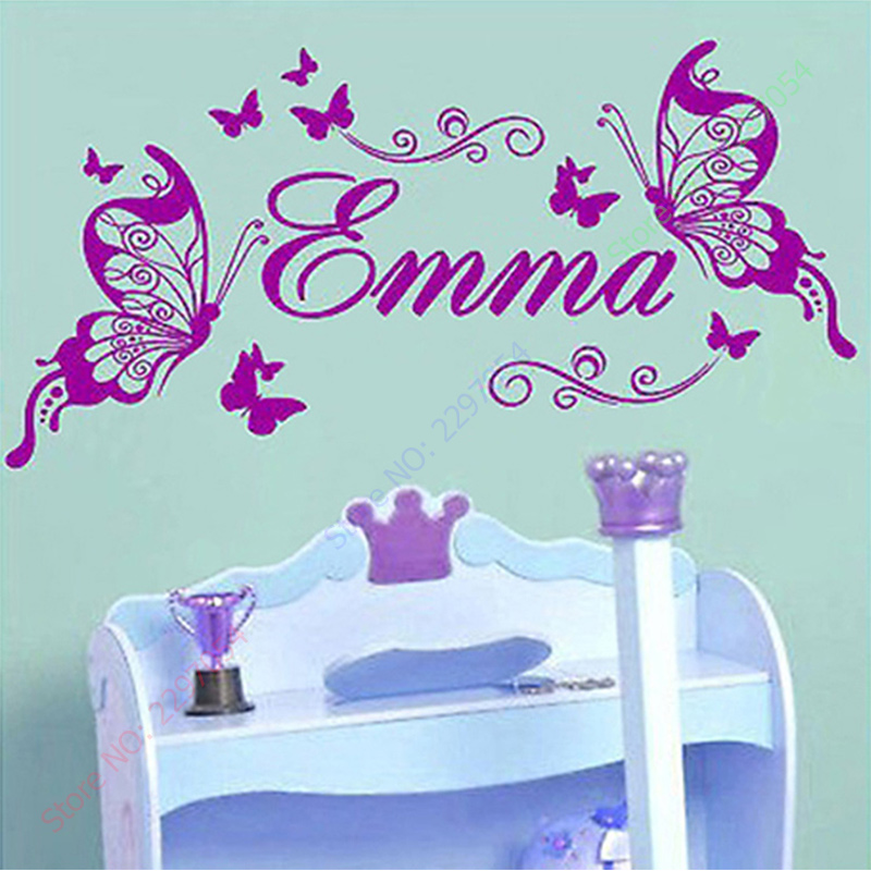 Baby Girl Nursery Quotes - Papillons en vinyle avec nom personnalisé,