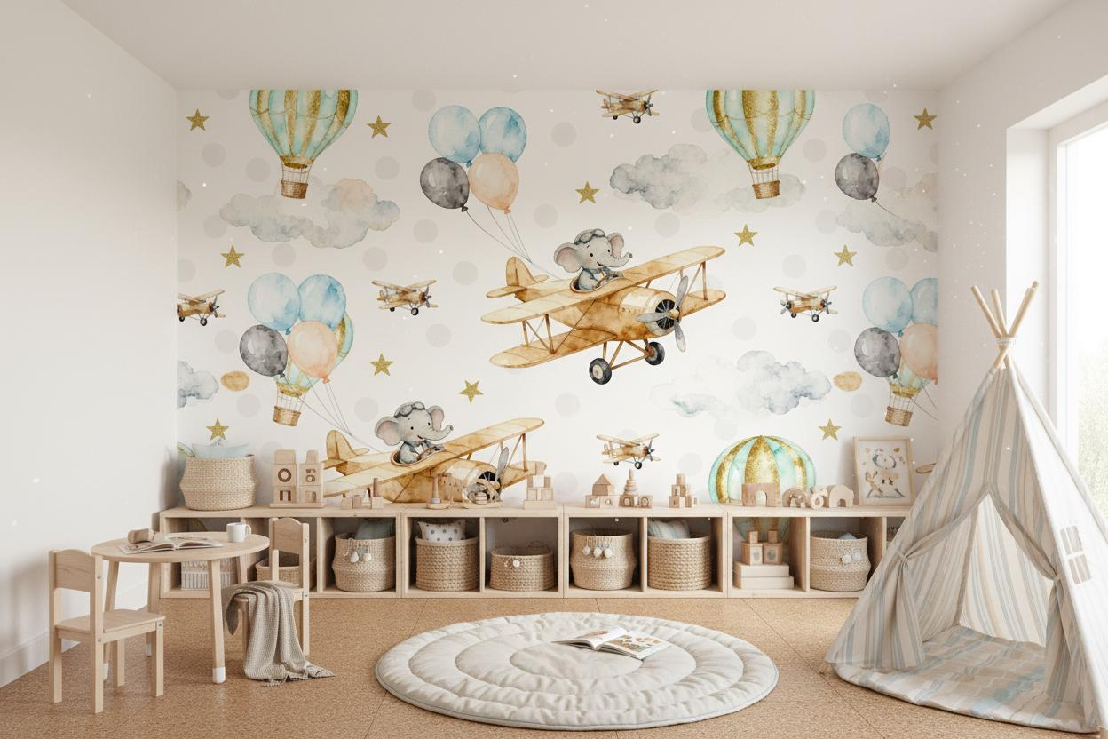 Murale murale d'animaux de des - Baby Nursery Peel And Stick Wallpaper avis et prix