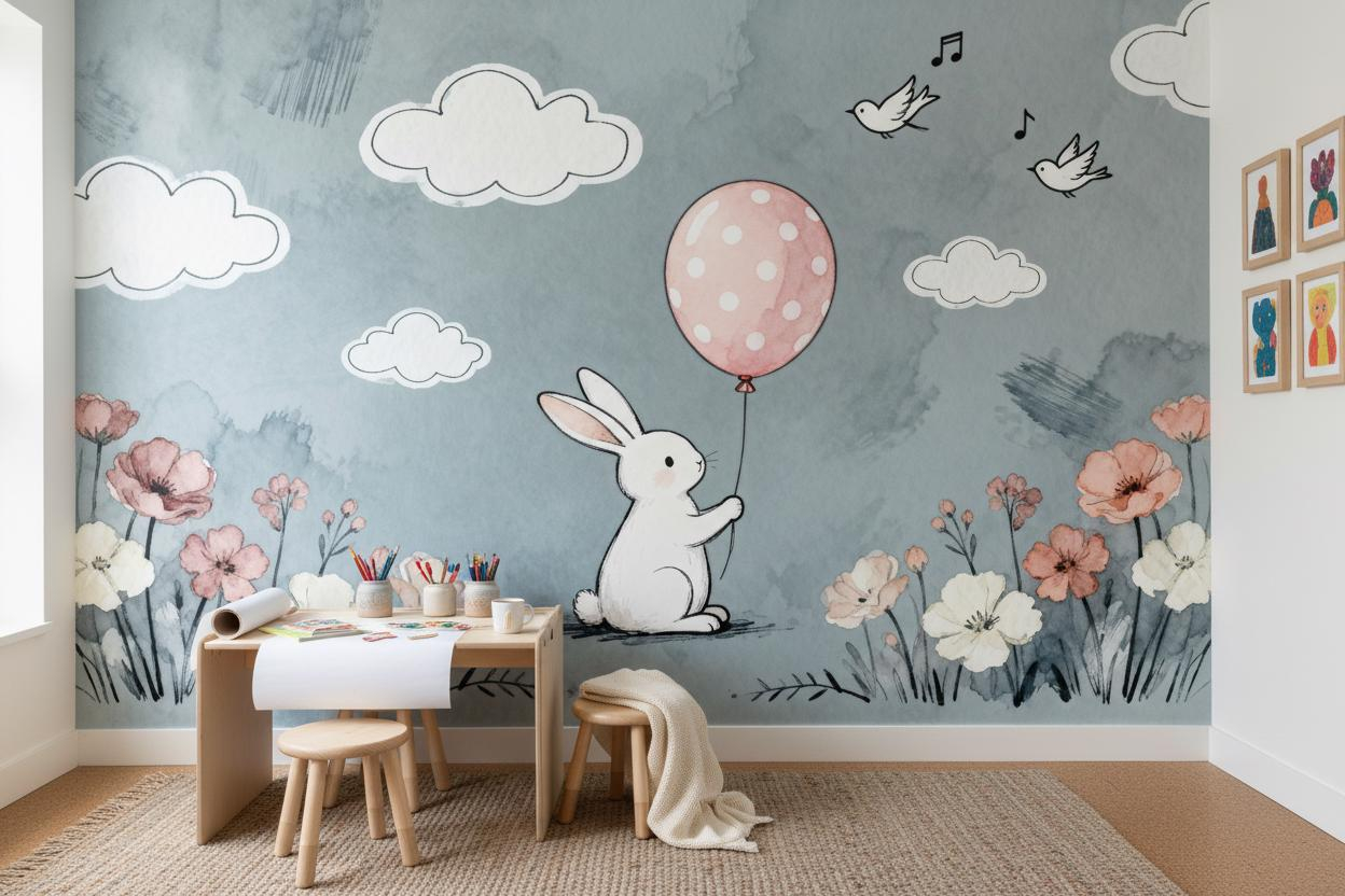 Murale murale d'animaux de des - Baby Nursery Peel And Stick Wallpaper avis et prix
