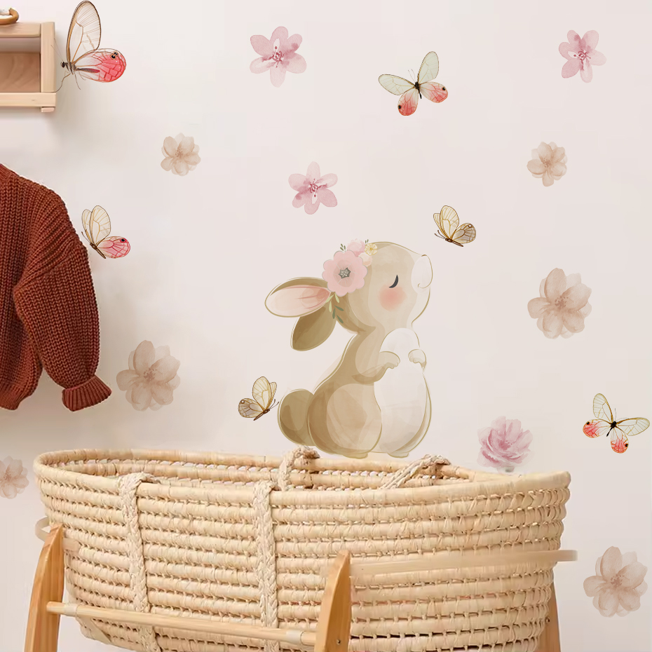 Dessin animé lapin fleurs papi - Baby Nursery Decor Girl avis et prix